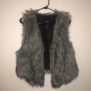 Gray faux fur vest